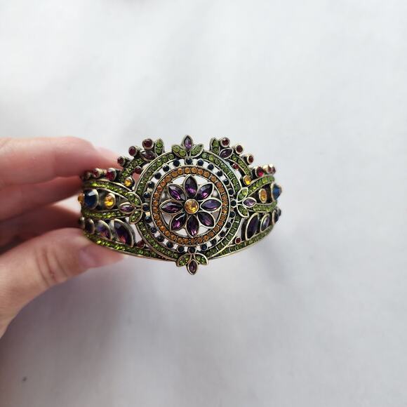 Heidi Daus Bracelet Hinge Gold Bronze Kaleidoscope French Twist Green Purple New - Picture 3 of 9